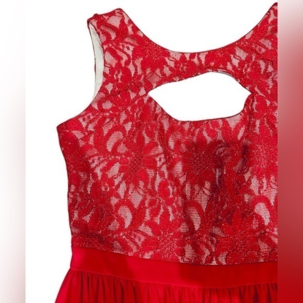 Morgan & Co. Shimmer Lace Top Evening Gown - Womens Size 9/10 - Red